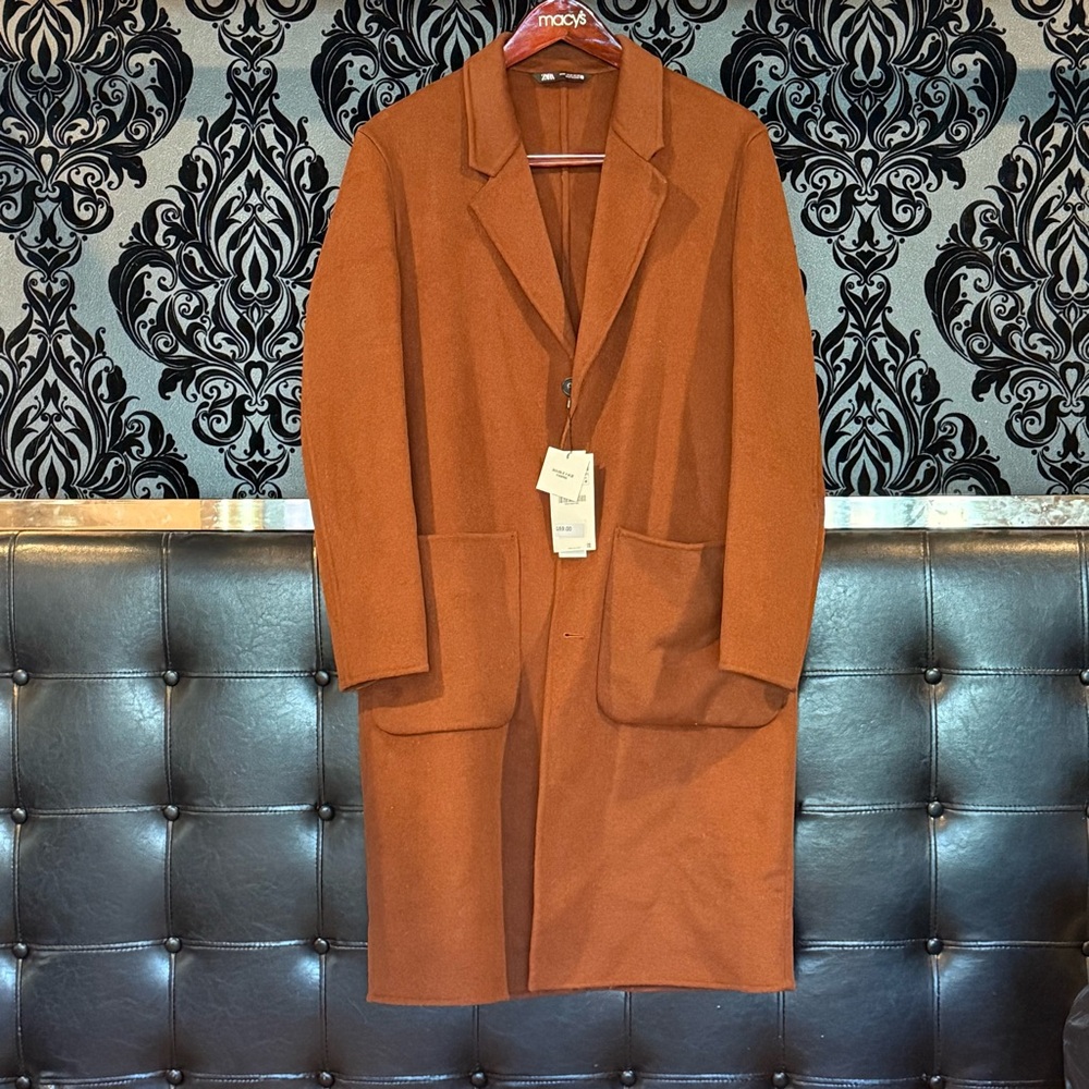 Zara Terracotta Button-Up Coat